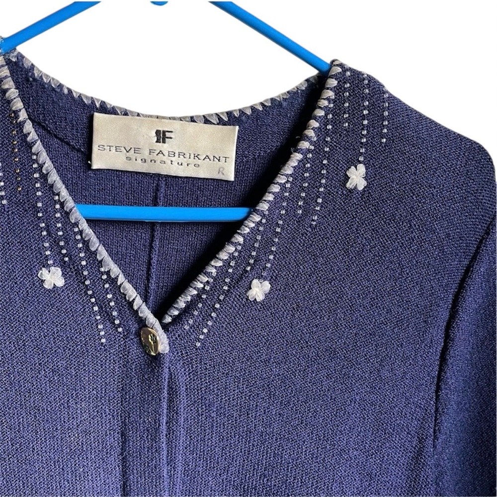 Steve Fabrikant Sweater Dress Blue Wool Blend Knit Large